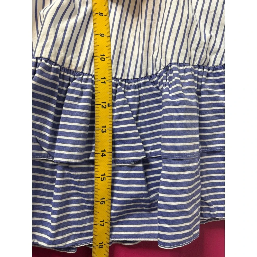 J. CREW Blue White Striped Tiered Ruffle Mini Skirt Sz‎ 6 Beachy Preppy Nautical